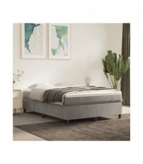 vidaXL Box Spring Bed Frame Light Grey Queen Velvet (US Only)