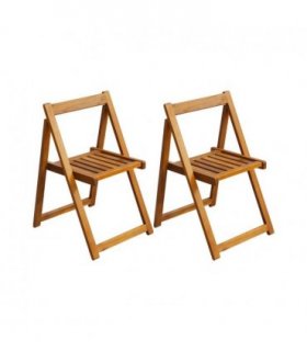 vidaXL Folding Chair | Set of 2 | Natural wood | Acacia wood | Medium | Foldable — Size: 47 x 50 x 75 cm