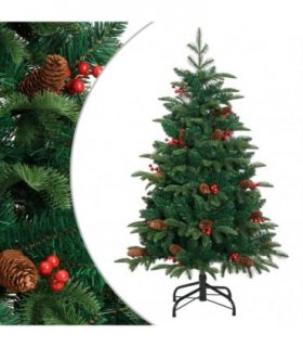 vidaXL Artificial Hinged Christmas Tree with Cones and Berries 150 cm — Model: basic