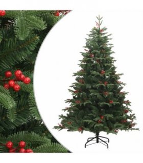 vidaXL Artificial Hinged Christmas Tree with Cones and Berries 210 cm — Model: basic — V0672156349