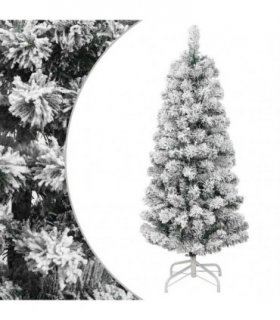 vidaXL Artificial Hinged Christmas Tree with Flocked Snow 150 cm — Model: basic — V0672156351