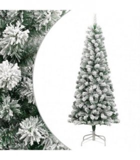 vidaXL Artificial Hinged Christmas Tree with Flocked Snow 210 cm — Model: basic — V0672156354