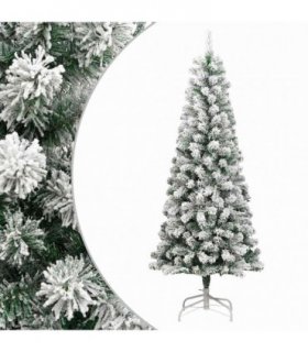 vidaXL Artificial Hinged Christmas Tree with Flocked Snow 180 cm — Model: basic — V0672156355