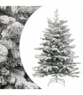 vidaXL Artificial Hinged Christmas Tree with Flocked Snow 150 cm — Model: basic — V0672156358