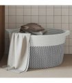 vidaXL Storage Basket Grey and White Ø40x25 cm Cotton — Size: 40 x 25 cm