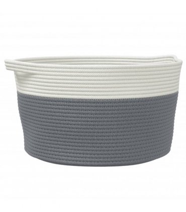 vidaXL Storage Basket Grey and White Ø40x25 cm Cotton — Size: 40 x 25 cm — V0672156361