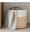 vidaXL Storage Basket Brown and White Ø40x35 cm Cotton — Size: 40 x 35 cm
