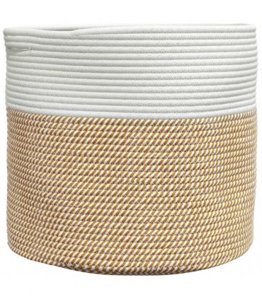 vidaXL Storage Basket Brown and White Ø40x35 cm Cotton — Size: 40 x 35 cm