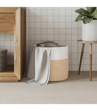 vidaXL Storage Basket Brown and White Ø40x35 cm Cotton — Size: 40 x 35 cm