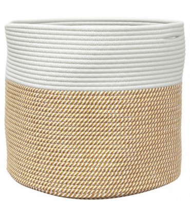 vidaXL Storage Basket Brown and White Ø40x35 cm Cotton — Size: 40 x 35 cm