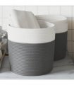 vidaXL Storage Baskets 2 pcs Grey and White Ø28x28 cm Cotton — Size: 28 x 28 cm — V0672156363