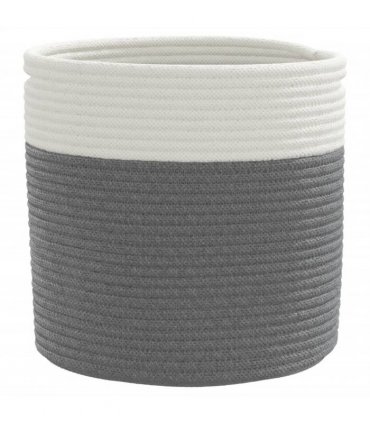 vidaXL Storage Baskets 2 pcs Grey and White Ø28x28 cm Cotton — Size: 28 x 28 cm — V0672156363
