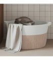 vidaXL Storage Basket Brown and White Ø40x25 cm Cotton — Size: 40 x 25 cm