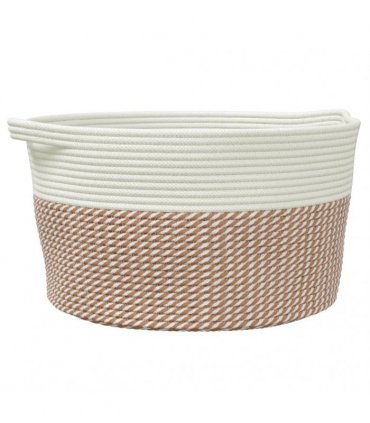 vidaXL Storage Basket Brown and White Ø40x25 cm Cotton — Size: 40 x 25 cm