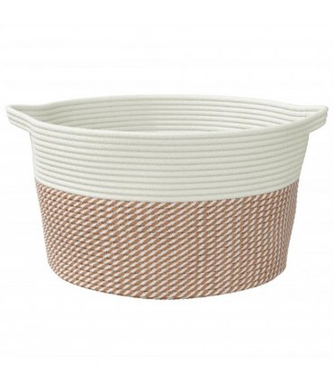 vidaXL Storage Basket Brown and White Ø40x25 cm Cotton — Size: 40 x 25 cm