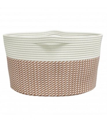 vidaXL Storage Basket Brown and White Ø40x25 cm Cotton — Size: 40 x 25 cm