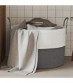 vidaXL Storage Basket Grey and White Ø51x33 cm Cotton — Size: 51 x 33 cm — V0672156365