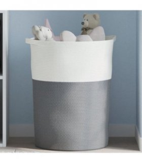 vidaXL Storage Basket Grey and White Ø49x65 cm Cotton