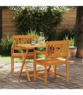 vidaXL Garden Chairs 2 pcs Natural Solid Acacia Wood — Model: Heart