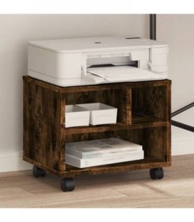 vidaXL Printer Stand with Wheels Smoked Oak 41x32x34,5 cm