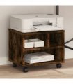 vidaXL Printer Stand with Wheels Smoked Oak 41x32x34,5 cm