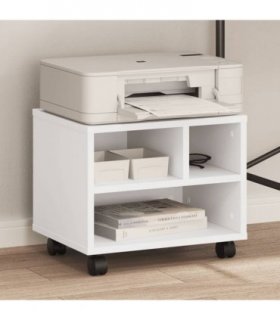 vidaXL Printer Stand with Wheels White 41x32x34,5 cm