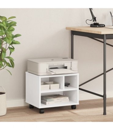 vidaXL Printer Stand with Wheels White 41x32x34,5 cm