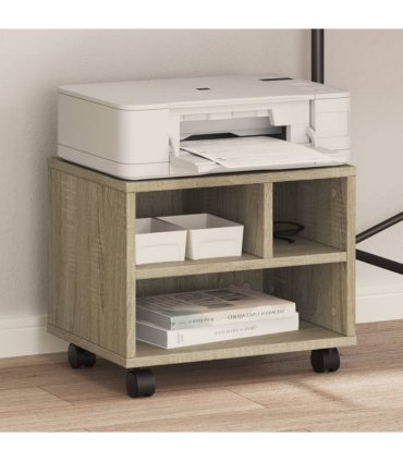 vidaXL Printer Stand with Wheels Sonoma Oak 41x32x34,5 cm