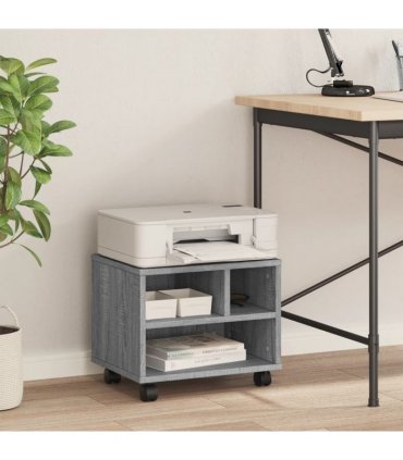 vidaXL Printer Stand with Wheels Grey Sonoma 41x32x34,5 cm