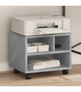 vidaXL Printer Stand with Wheels Concrete Grey 41x32x34,5 cm