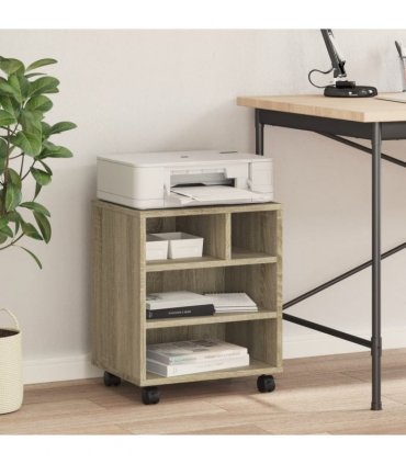 vidaXL Printer Stand with Wheels Sonoma Oak 41x32x48 cm