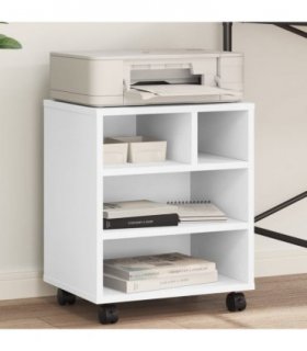 vidaXL Printer Stand with Wheels White 41x32x48 cm