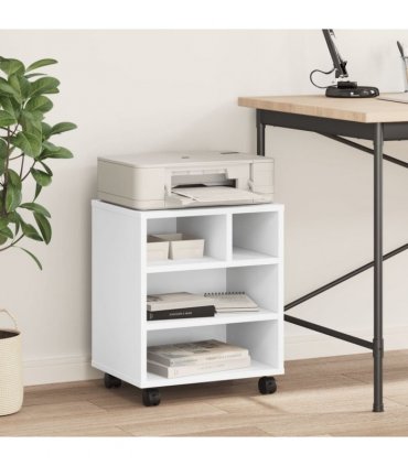 vidaXL Printer Stand with Wheels White 41x32x48 cm