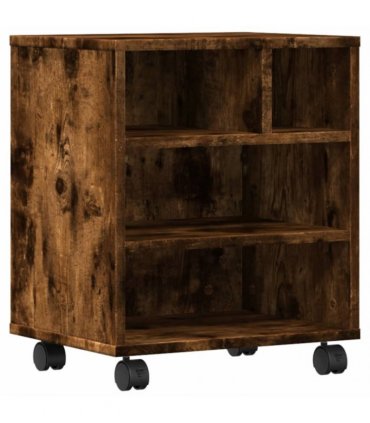 vidaXL Printer Stand with Wheels Smoked Oak 41x32x48 cm
