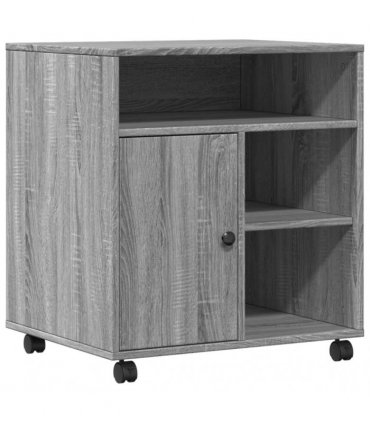 vidaXL Printer Stand with Wheels Grey Sonoma 60x50x67 cm