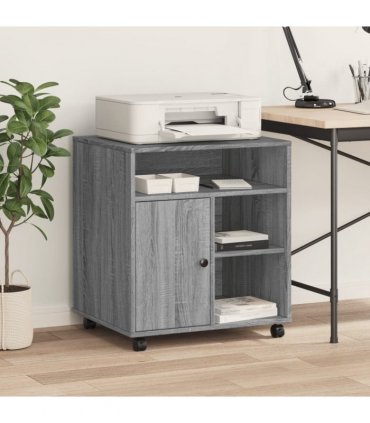 vidaXL Printer Stand with Wheels Grey Sonoma 60x50x67 cm
