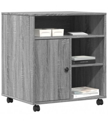 vidaXL Printer Stand with Wheels Grey Sonoma 60x50x67 cm