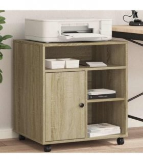 vidaXL Printer Stand with Wheels Sonoma Oak 60x50x67 cm