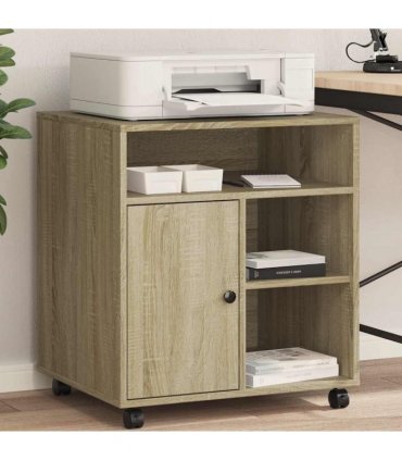 vidaXL Printer Stand with Wheels Sonoma Oak 60x50x67 cm