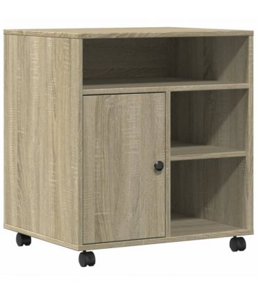 vidaXL Printer Stand with Wheels Sonoma Oak 60x50x67 cm