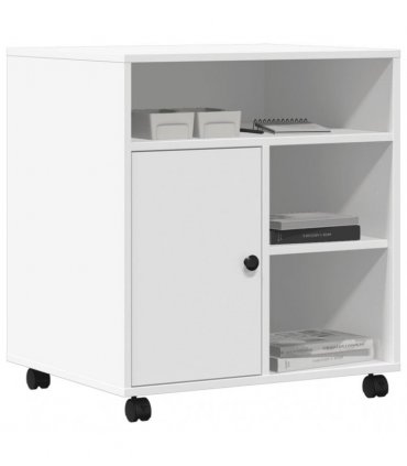 vidaXL Printer Stand with Wheels White 60x50x67 cm