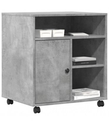 vidaXL Printer Stand with Wheels Concrete Grey 60x50x67 cm