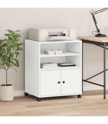 vidaXL Printer Stand with Wheels White 60x48x74 cm
