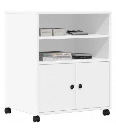 vidaXL Printer Stand with Wheels White 60x48x74 cm