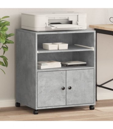 vidaXL Printer Stand with Wheels Concrete Grey 60x48x74 cm