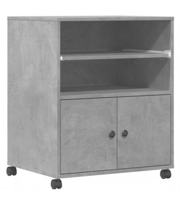 vidaXL Printer Stand with Wheels Concrete Grey 60x48x74 cm