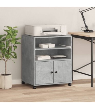 vidaXL Printer Stand with Wheels Concrete Grey 60x48x74 cm