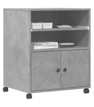 vidaXL Printer Stand with Wheels Concrete Grey 60x48x74 cm