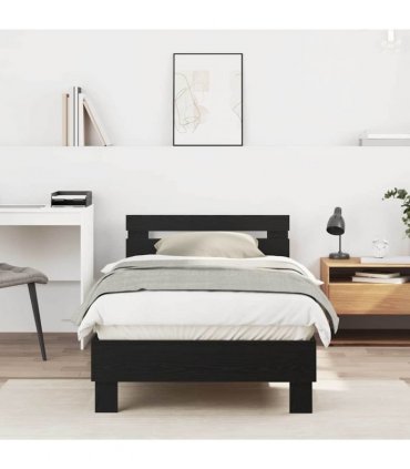 vidaXL Bed Frame Black Oak 193 x 95 x 88 cm Engineered Wood — Size: 90 x 190 cm