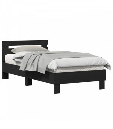 vidaXL Bed Frame Black Oak 193 x 95 x 88 cm Engineered Wood — Size: 90 x 190 cm